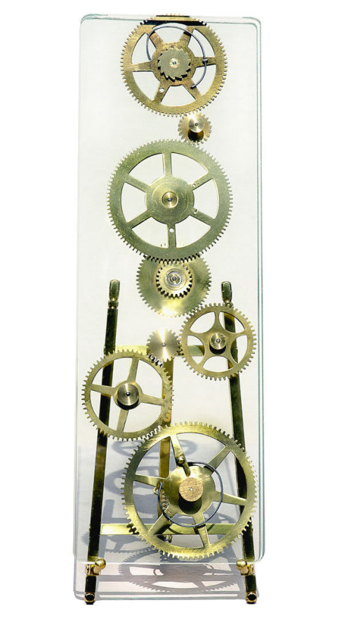 Sculpture Artist Andrea Davide created this kinetic gear art, stone sculpture,